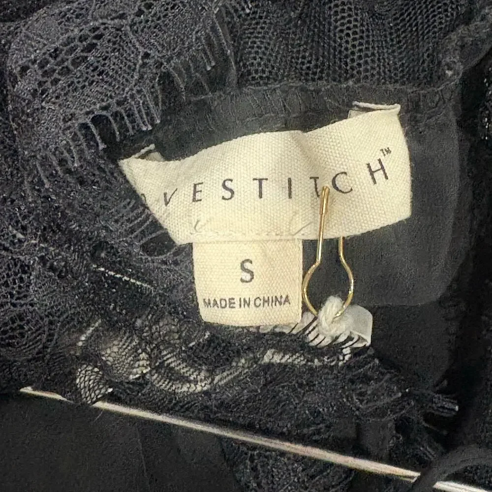 NEW Lovestitch Black Lace Spaghetti Strap Tiered Maxi Dress Size Small‎ - Picture 6 of 9